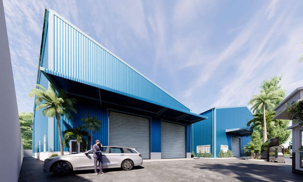Thiết kế nhà xưởng tiền chế 200m2 tiết kiệm, nhanh chóng 7 Thiết kế nhà xưởng chế tạo máy với phần mái ấn tượng