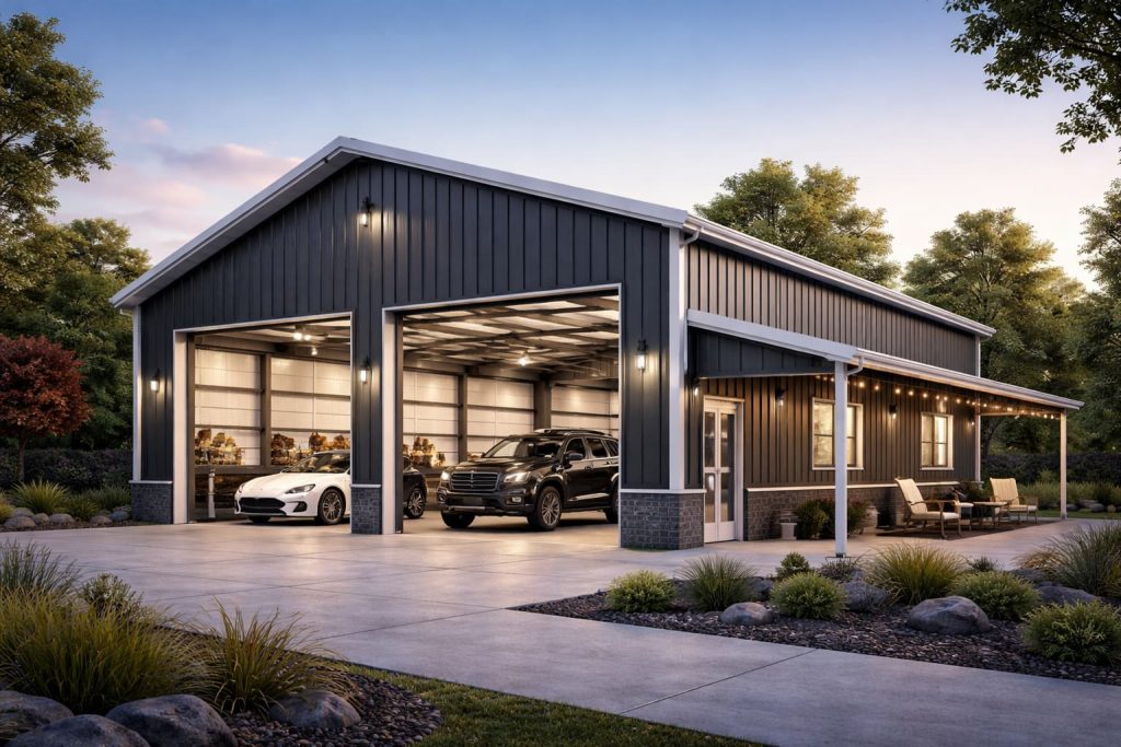 Nhà để xe khung thép tiền chế