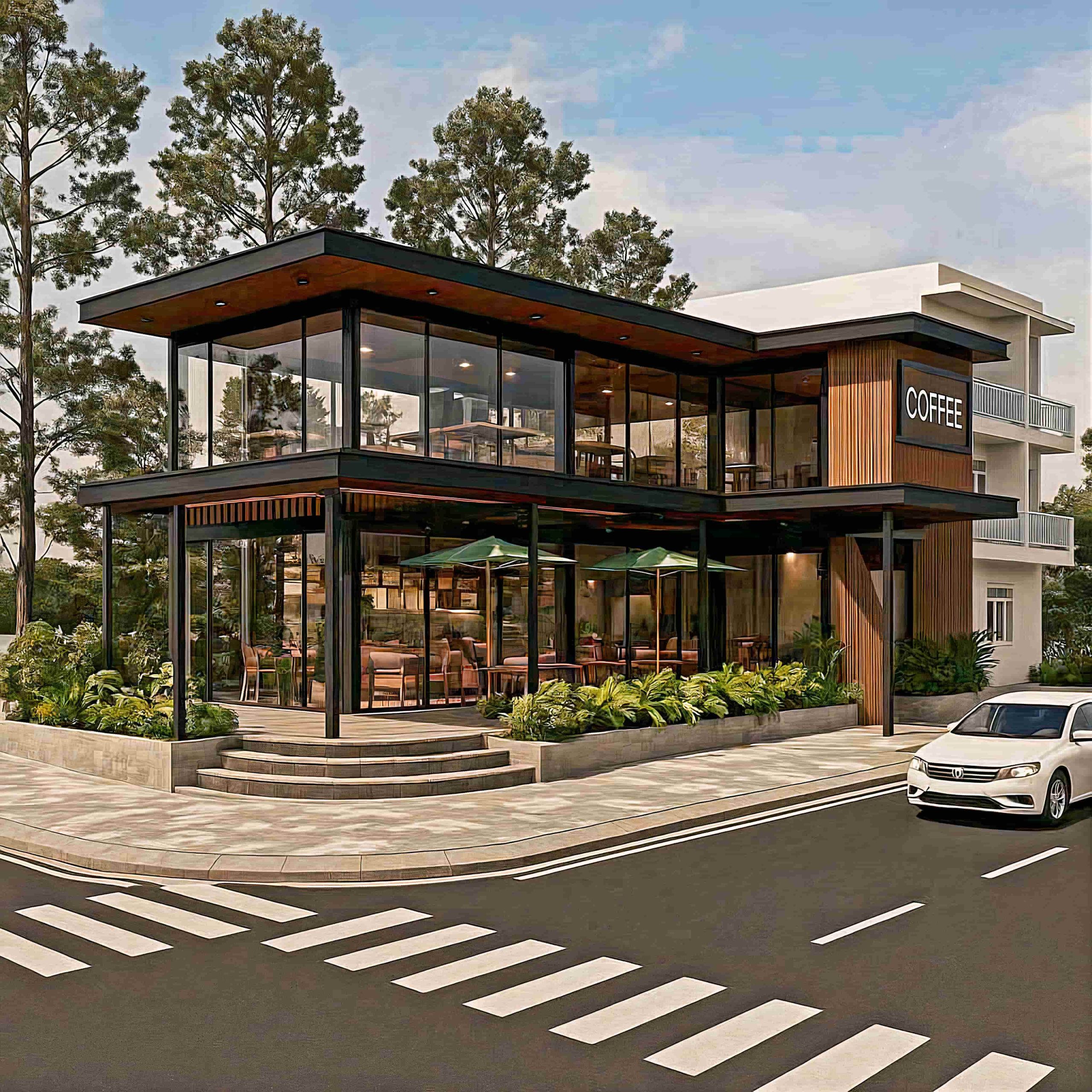 Quán cà phê khung thép tiền chế