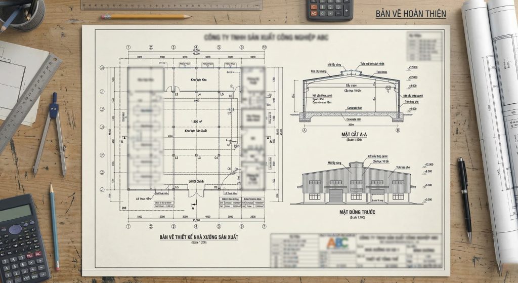 Bản vẽ thiết kế nhà xưởng 