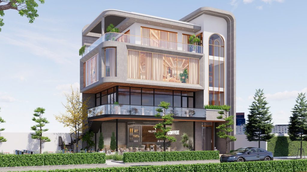 Ưu điểm nhà tiền chế - Phối cảnh 3D quán Café