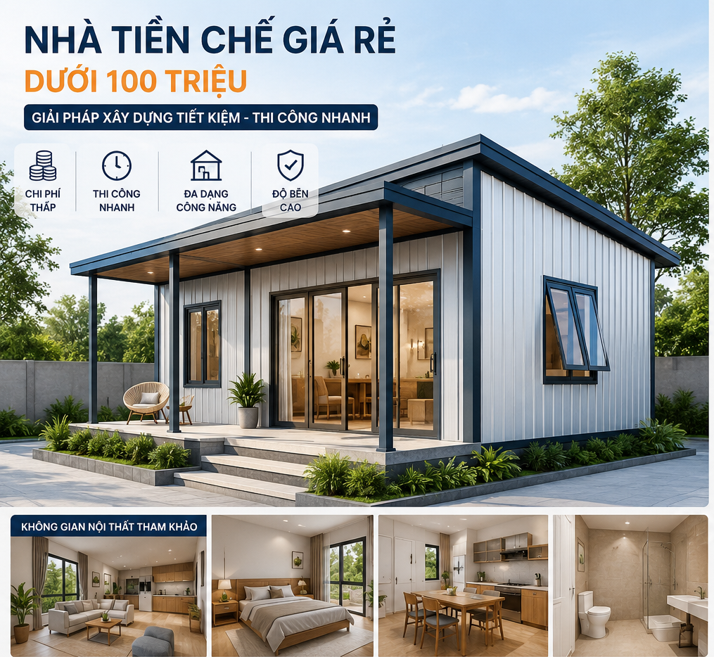 Nhà tiền chế giá rẻ: Giải pháp xây nhà dưới 100 triệu