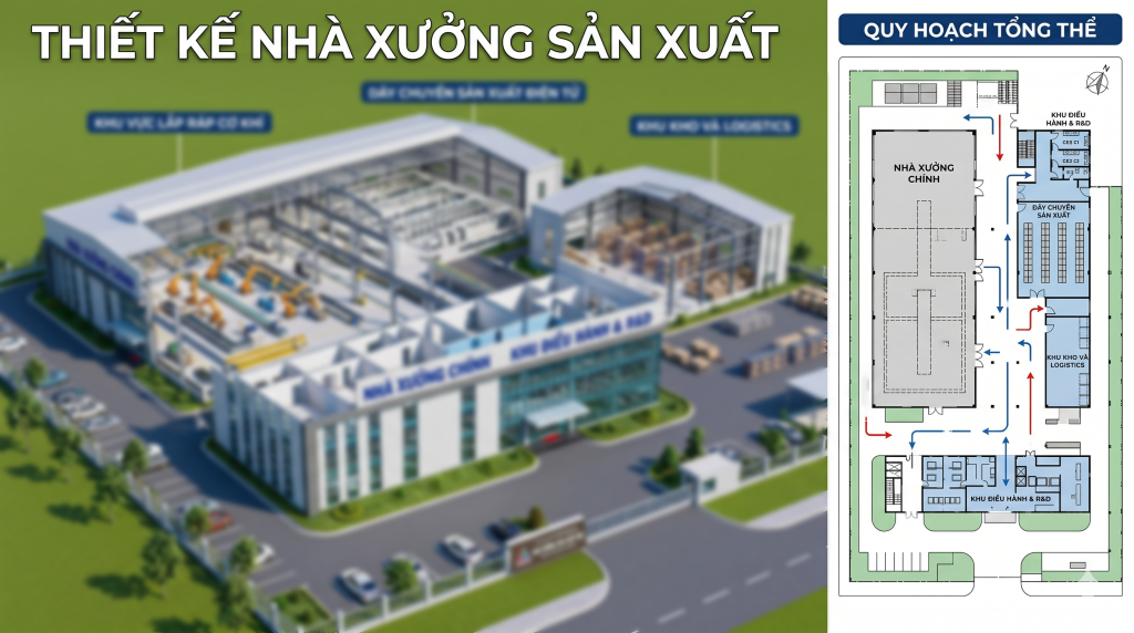 Thiết kế nhà xưởng sản xuất: Tiêu chuẩn & kiến trúc