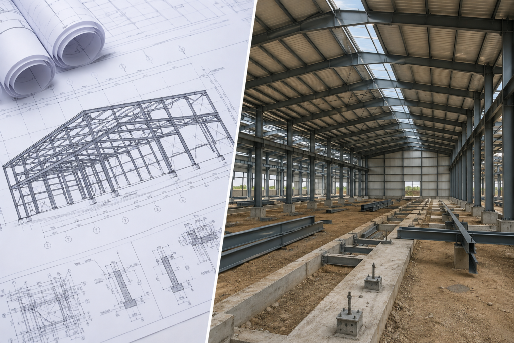 Quy Trình Thi Công Kết Cấu Thép Nhà Xưởng Từ Bản Vẽ Đến Công Trình 1 Quy Trình Thi Công Kết Cấu Thép Nhà Xưởng Từ Bản Vẽ Đến Công Trình